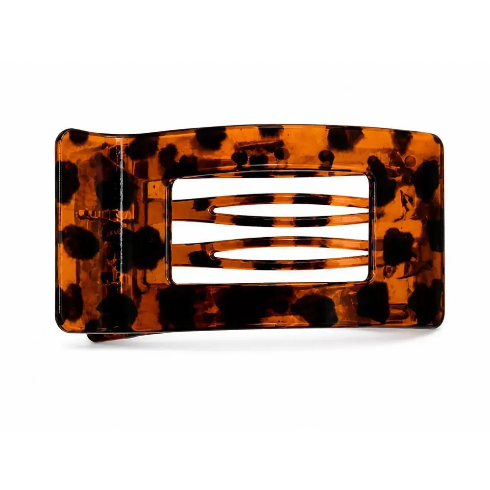 Rectangle Curved Claw Clip – Flat Back Design | Leopard & Black Hair Clip
